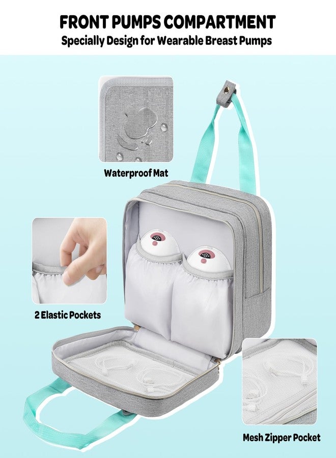 Jaffzora Wearable Breast Pump Bag with Cooler Compartment Compatible with Momcozy M5/S12 Pro, Elvie & Medela Pump in Style, Carrying Case with a Ice Pack & Waterproof Mat for Breast Pump and Accessories,Gray - Image 4